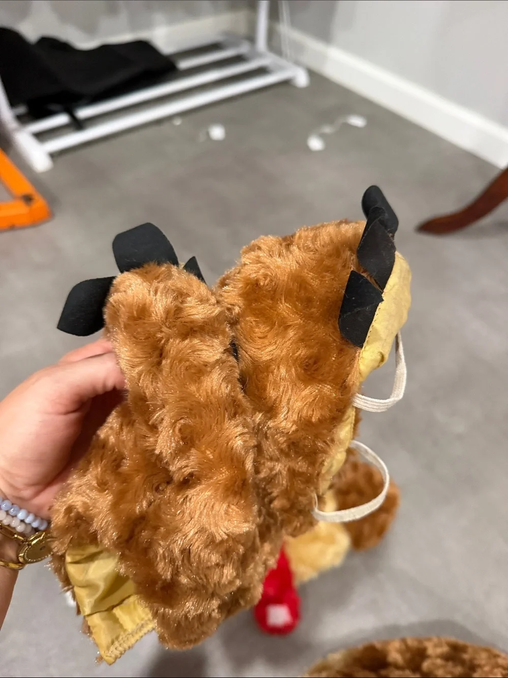 Dog Costume Complete Outfit Brown/Beige One Size Head & Mittens Faux Fur Kids M